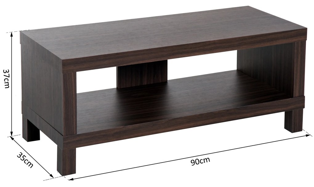 HOMCOM comoda TV, MDF, 90x35x37cm maro | Aosom Romania