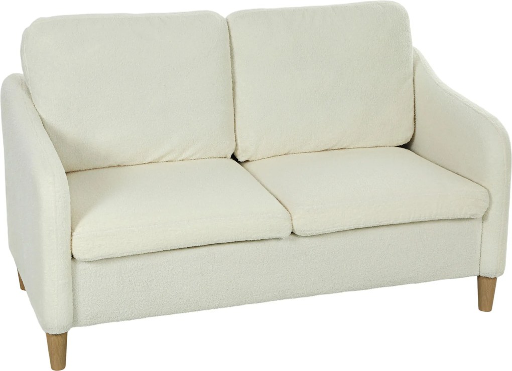 HOMCOM Canapea 2 locuri mică cu aspect Sherpa-Fleece 137 cm pentru living crem-alb | Aosom Romania