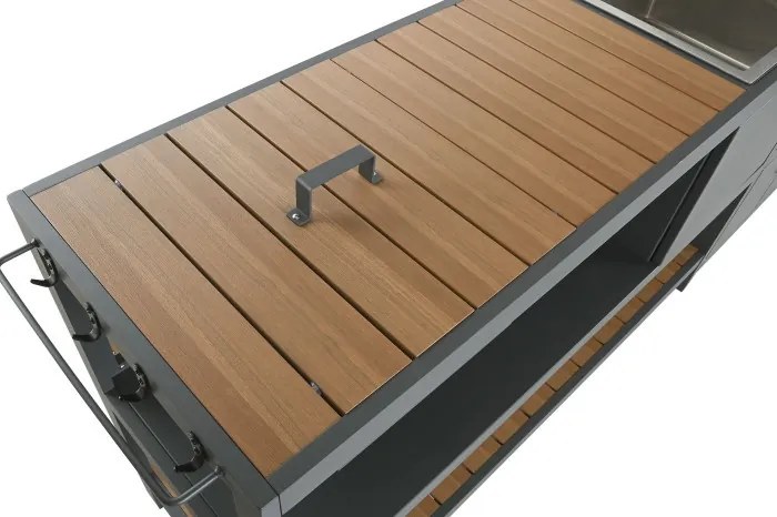 Set bucătărie de exterior din aluminiu și lemn compozit, 236 x 50 x 91 cm, „Isla Outdoor Kitchen Set"