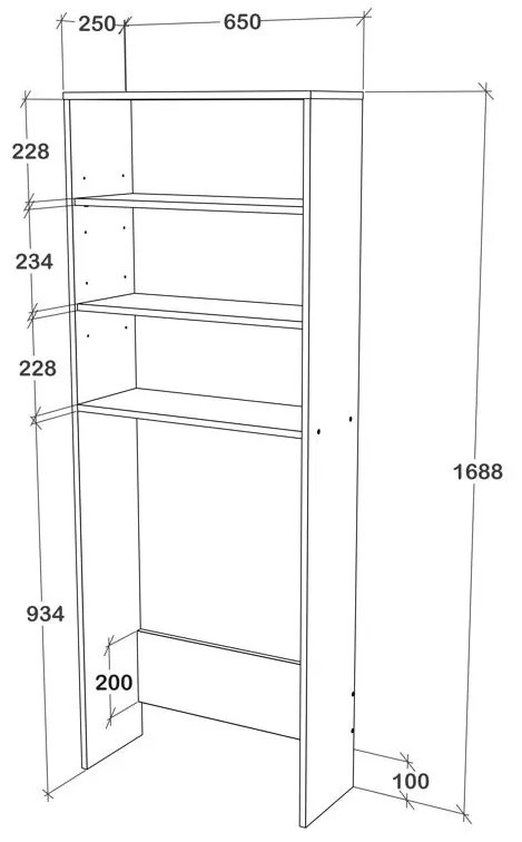 Raft Masina de Spalat Fyn, Alb, 65 x 25 x 170 cm