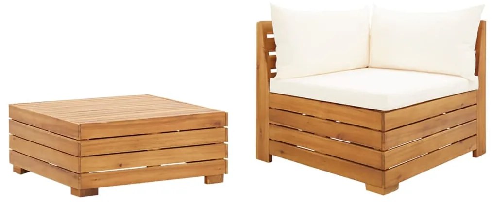 316087 vidaXL Set mobilier grădină cu perne, 2 piese, lemn masiv de acacia