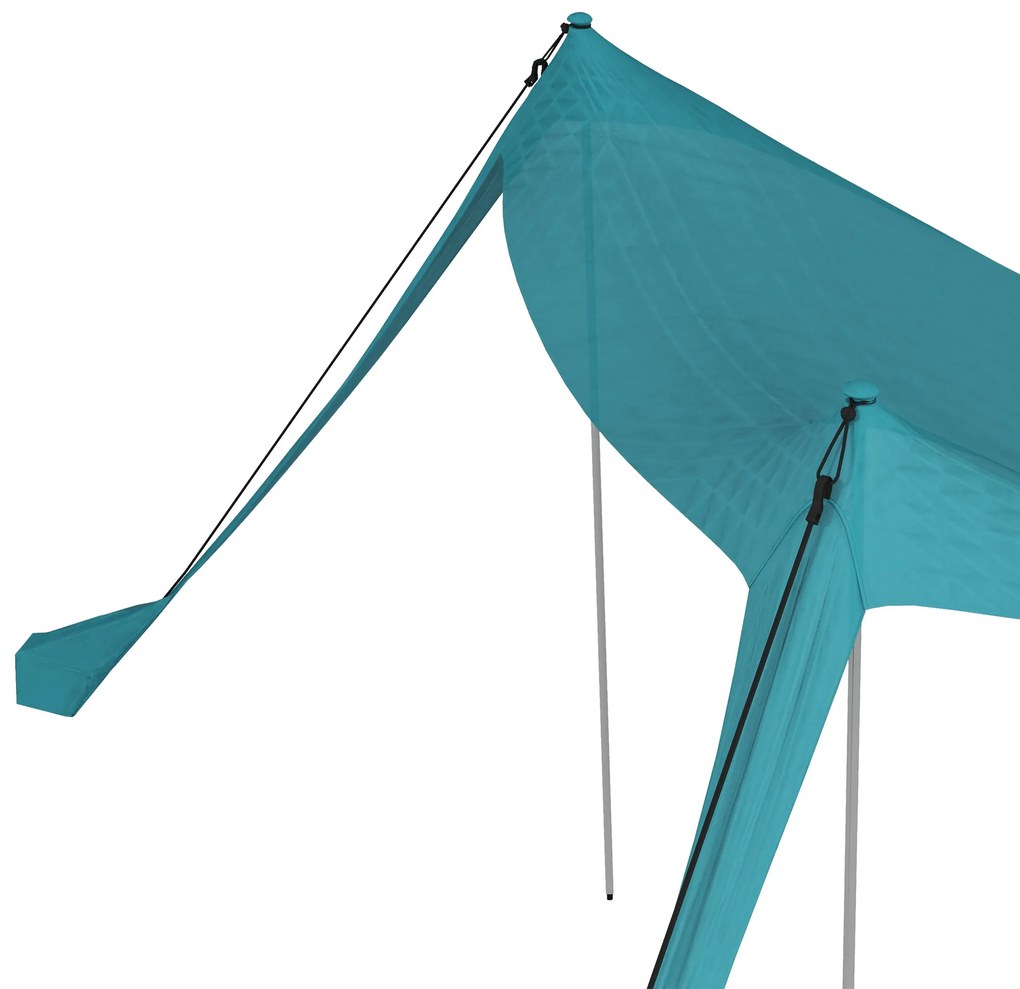 Outsunny Cort de plajă, adăpost solar de camping, față de cort cu 2 stâlpi, copertină de umbră exterioară - dim. 215L x 200l x 200H cm | Aosom Romania