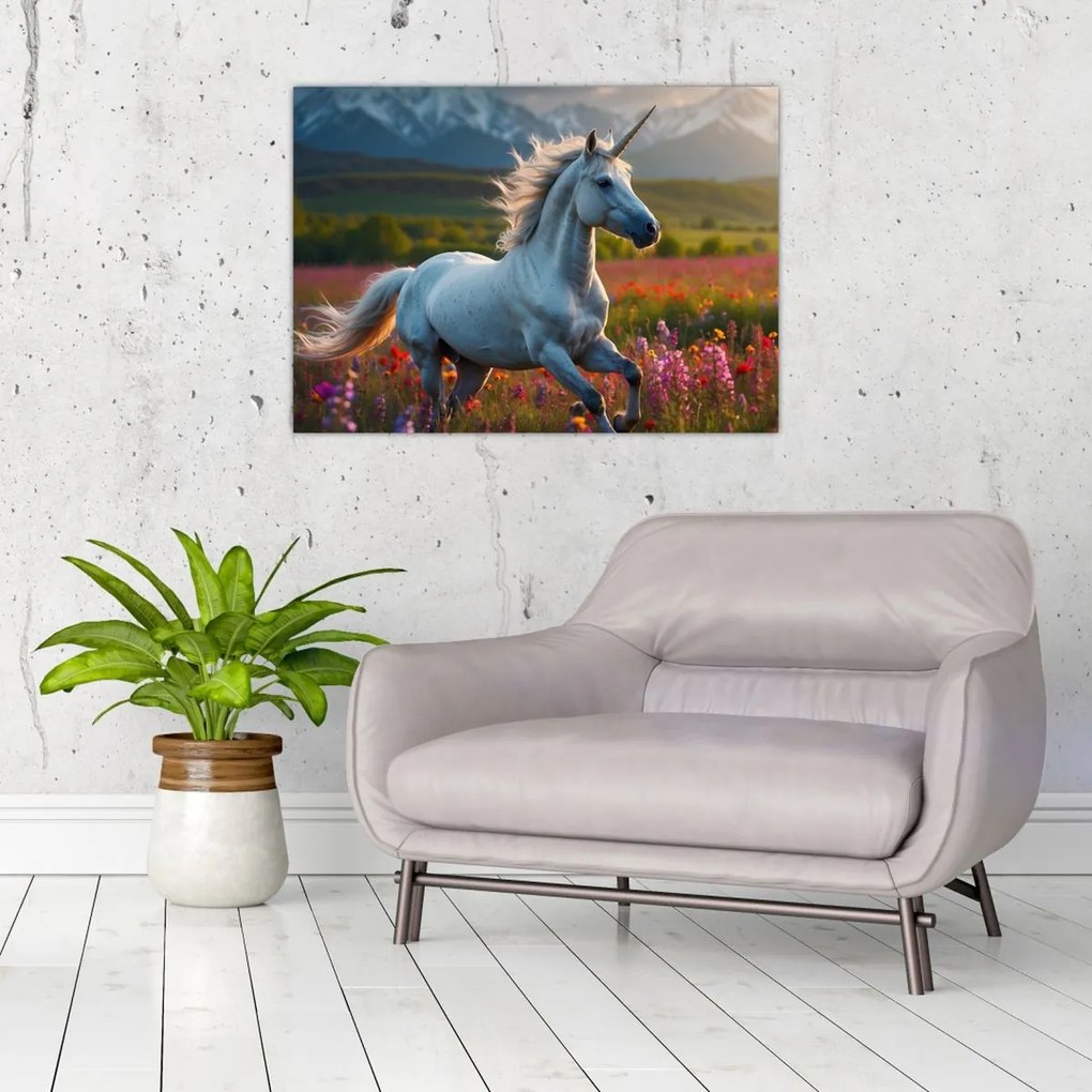 Tablou pe sticlă - Unicorn (70x50 cm)