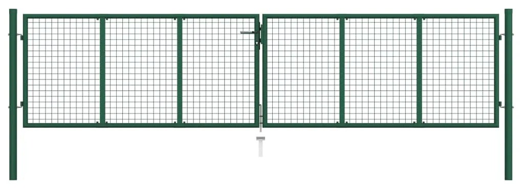 vidaXL Poartă de grădină din plasă, verde, 390 x 75 cm, oțel