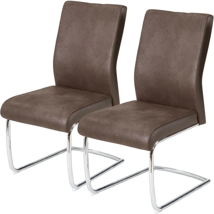 Set de 2 scaune Betiba microfibra/metal, maro inchis, 48 x 98 x 66 cm