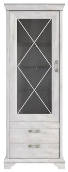Vitrina Cu 1 Usa Si 2 Sertare Kashmir, Alb Antic, 78.5 Cm