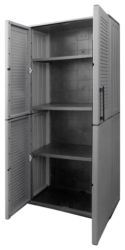 Dulap de depozitare pentru gradina, gri negru, 68x37x163 cm, PP