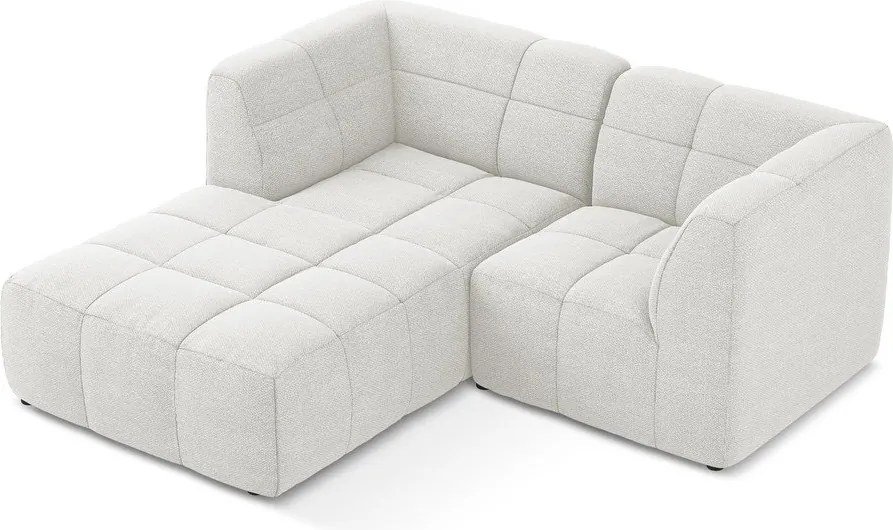 Colțar alb cu tapițerie din țesătură bouclé (cu colț pe partea stângă/cu șezlong) Aloha – Makamii