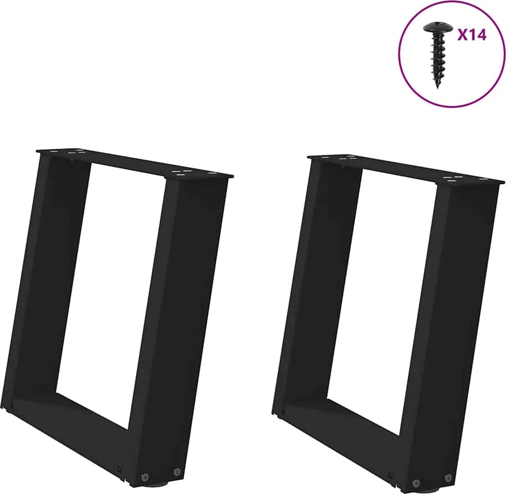 vidaXL Picioare pentru măsuță de cafea în formă de U, 2 buc., negru, 50x(42-43) cm, oțel
