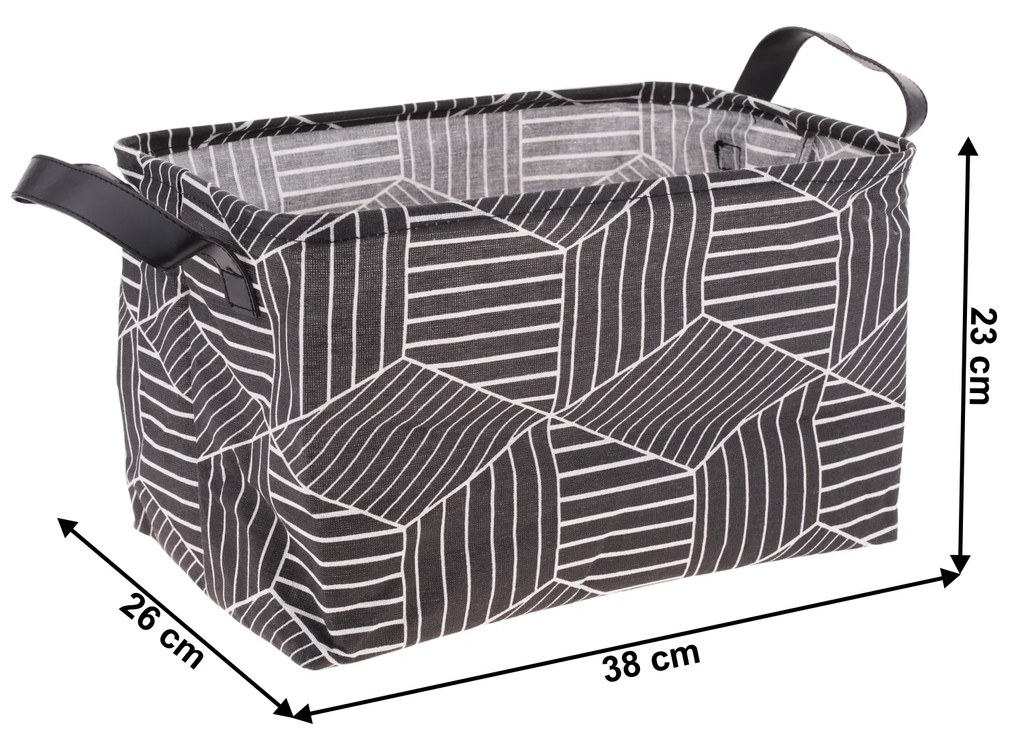 TEMPO-KONDELA YARA, coşuri din stofă cu mânere, set de 3 buc., negru / model