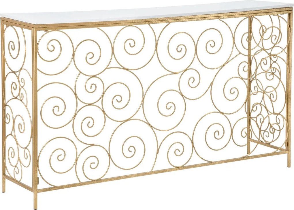 Consola Spiral, Mauro Ferretti, 140x36x82 cm, fier, auriu