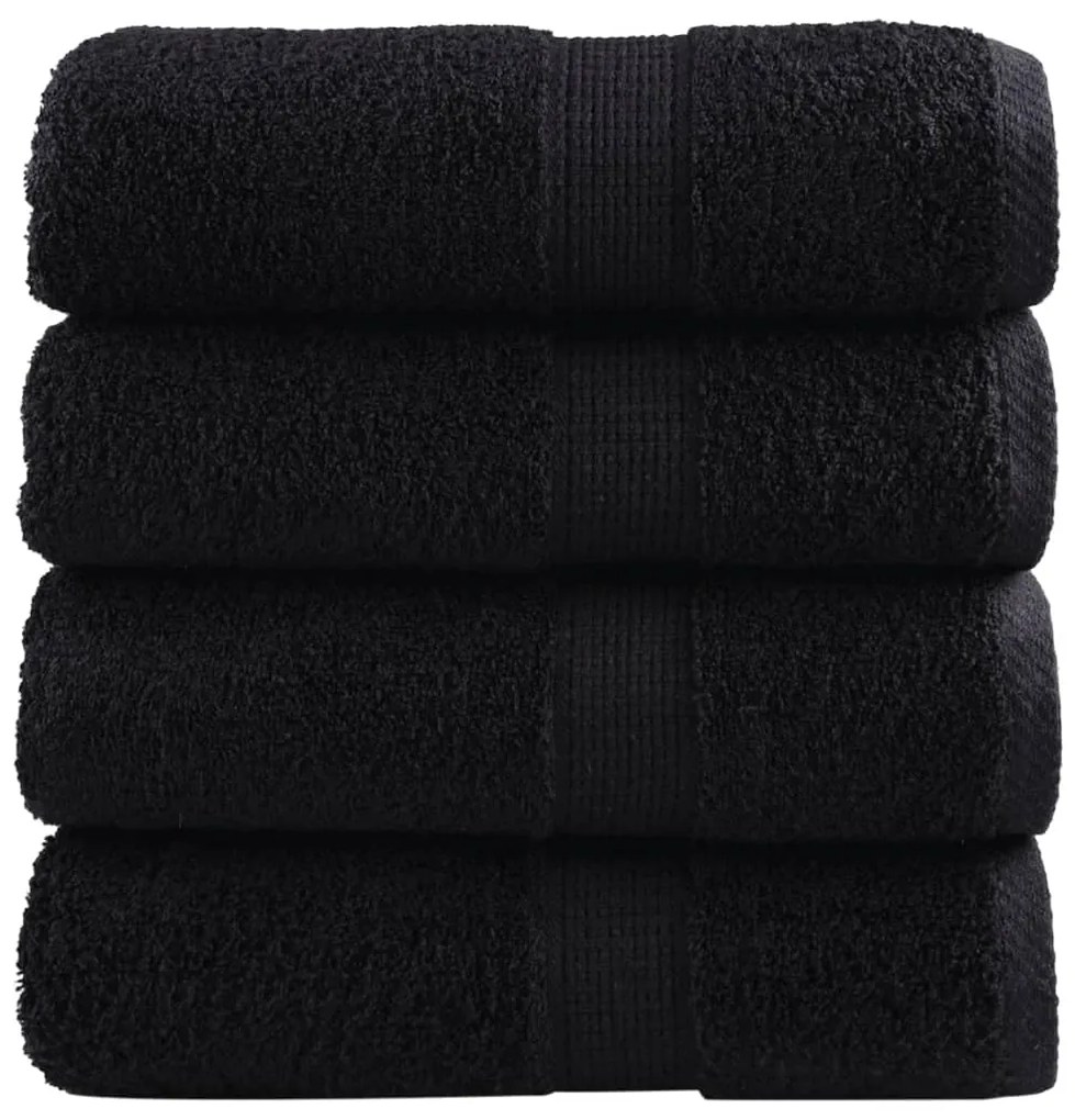 vidaXL Prosoape de baie premium SOLUND, 4 buc., negru, 30x30 cm, 600 g/m²