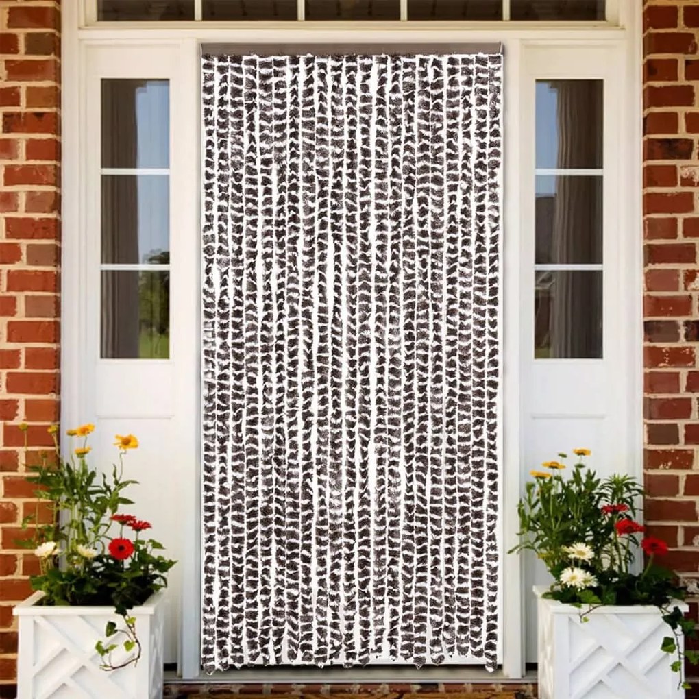vidaXL Perdea pentru insecte, maro și alb, 90x200 cm, chenille