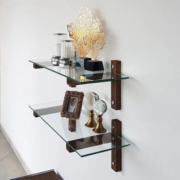 SET 2x raft de perete 25x85 cm pin/transparent