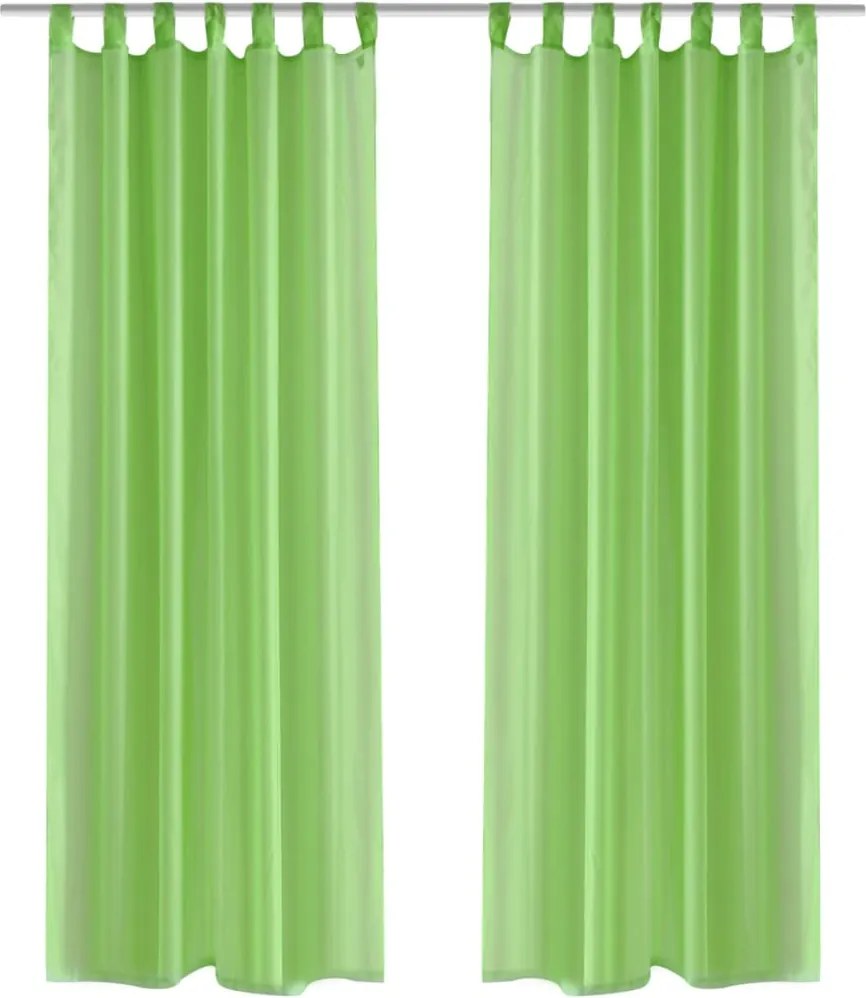 vidaXL Perdea transparentă, 2 buc., 140 x 175 cm, verde măr