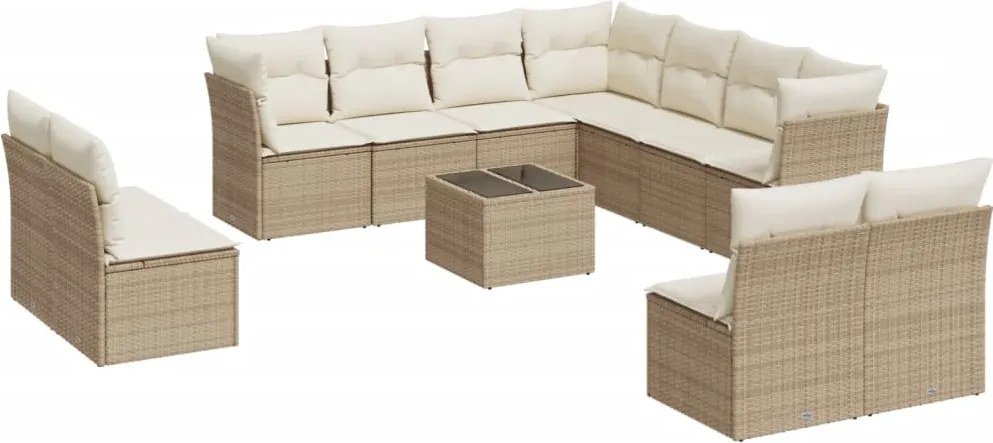 vidaXL Set canapele de grădină cu perne, 12 piese, bej, poliratan