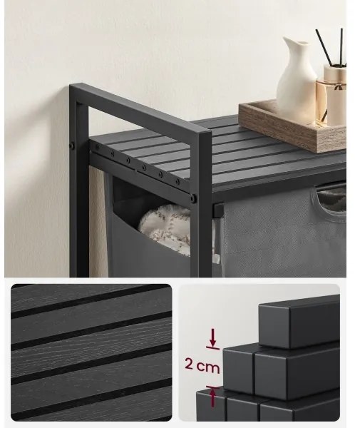 Coș pentru rufe REX, negru/gri