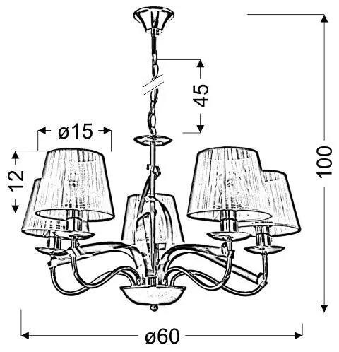 Lustră pe lanț DIVA 5xE14/40W/230V
