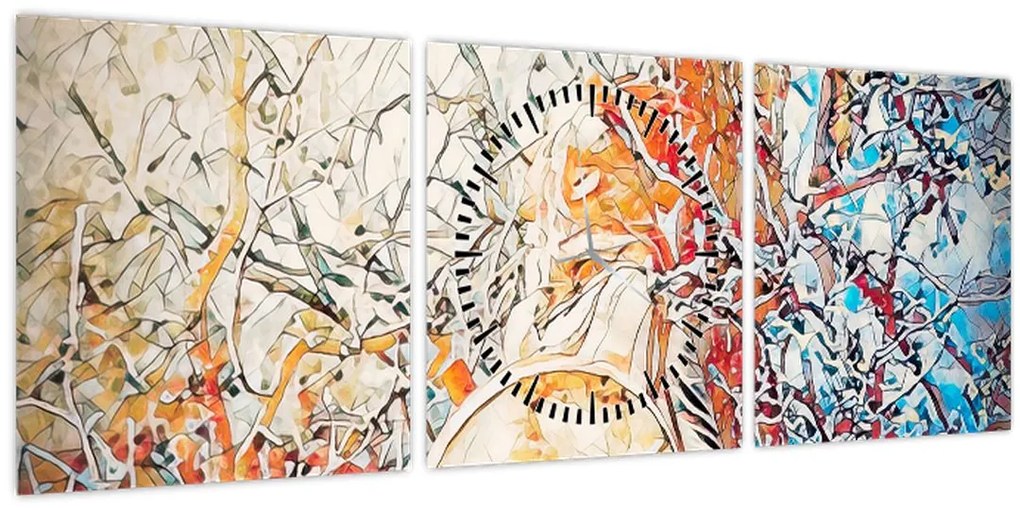 Tablou - Abstract mozaic (cu ceas) (90x30 cm)