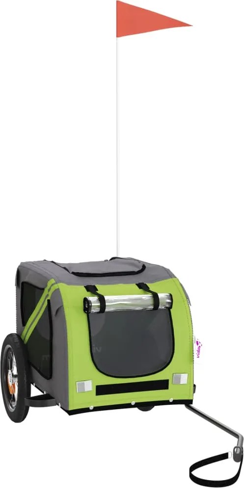 vidaXL Remorcă bicicletă animale companie verde/gri textil oxford/fier