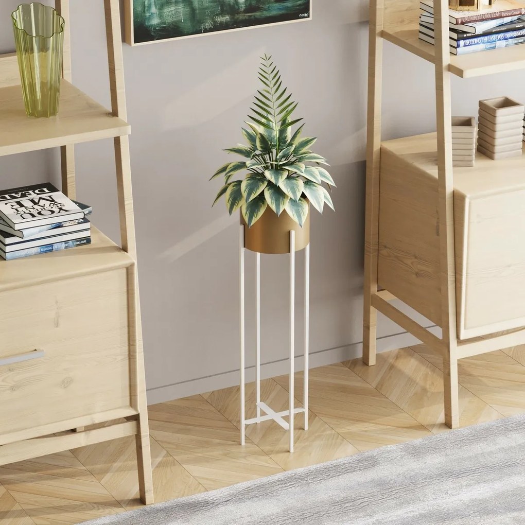 Suport metalic pentru flori GED-025-C Loft ,alb/dorat