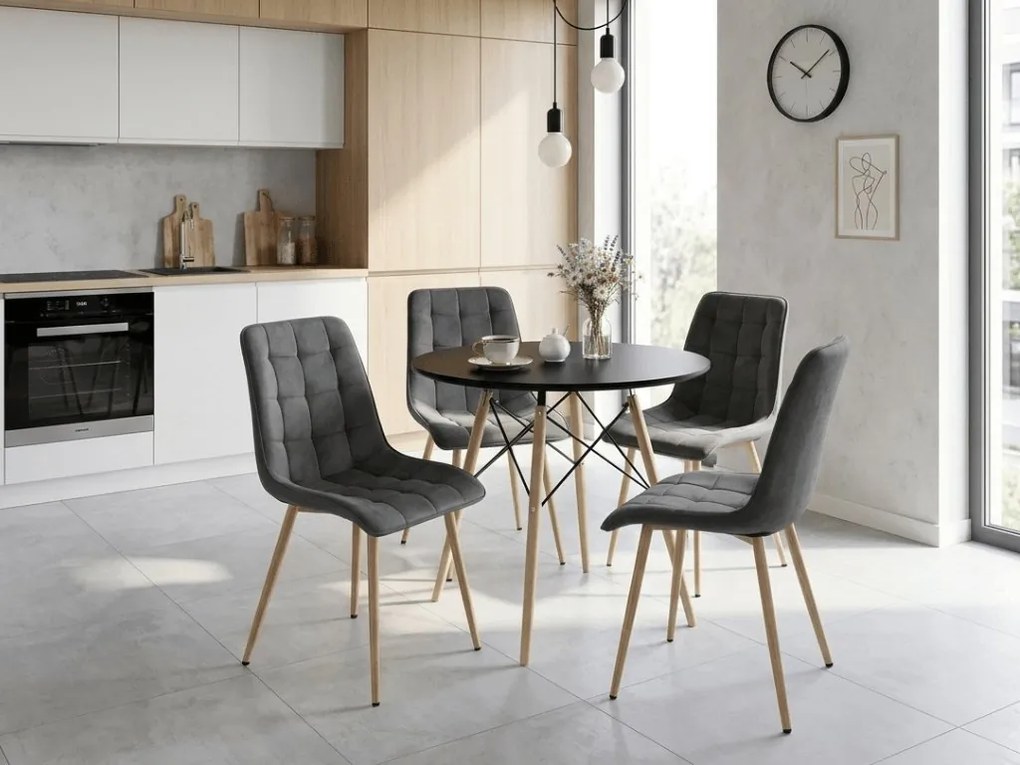 Scaun de masa SPLIT VELVET, gri inchis