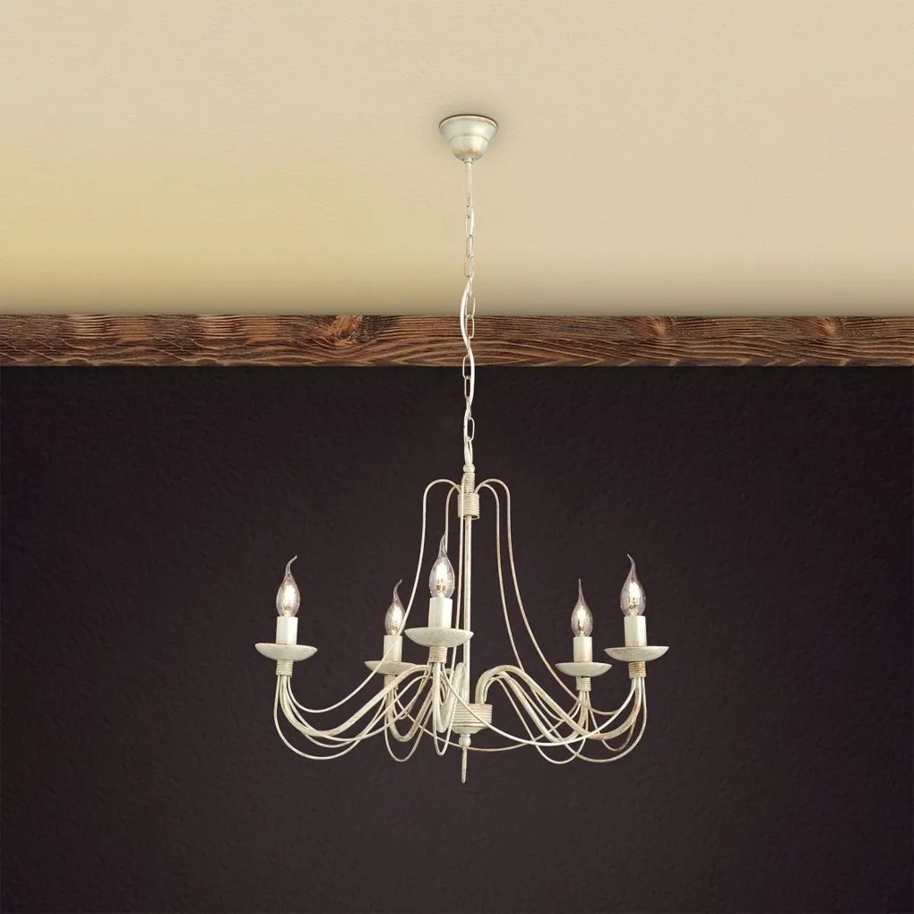 Candelabru design rustic cu 5 brate Vela, ivory