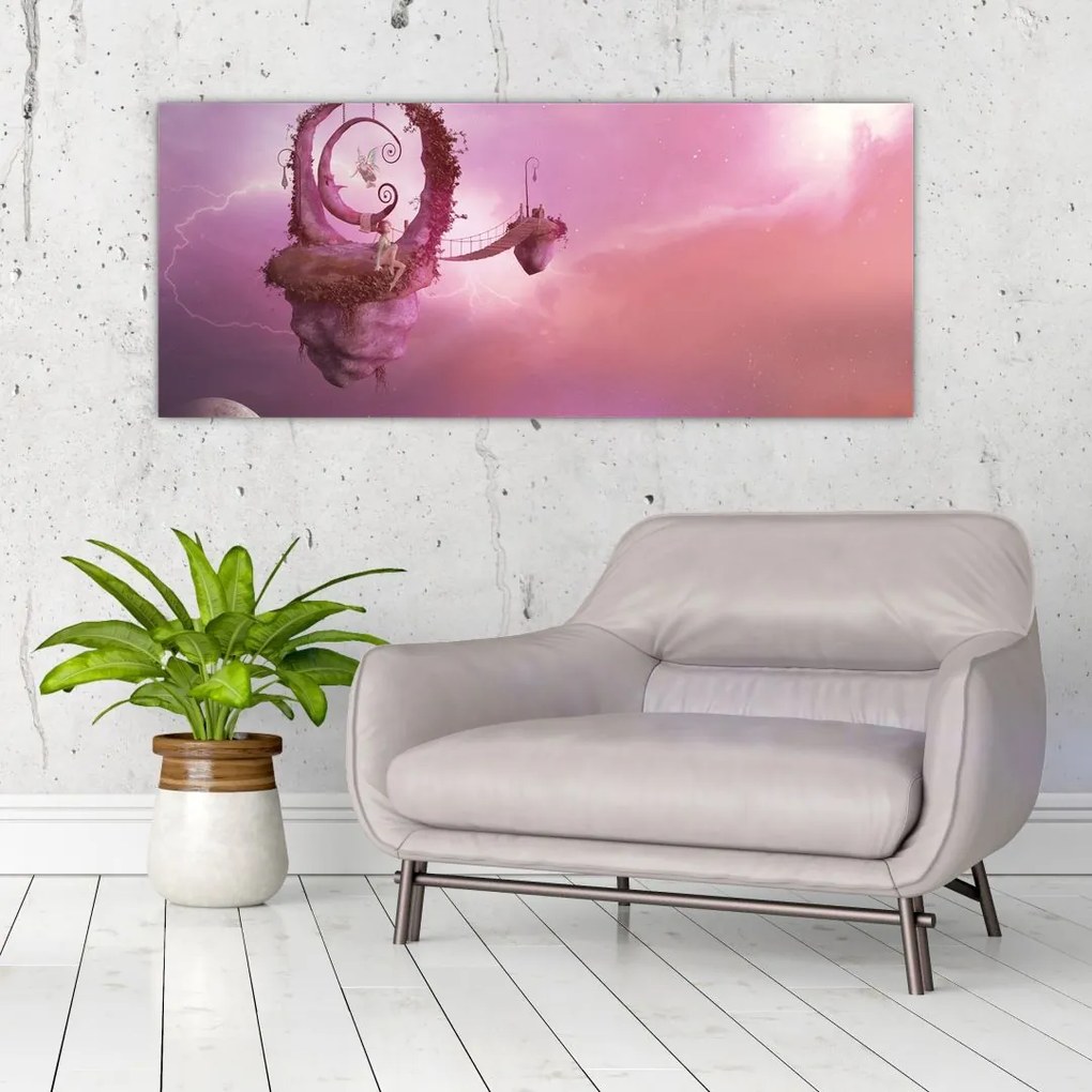 Tablou - Zână pe o insulă plutitoare (120x50 cm)