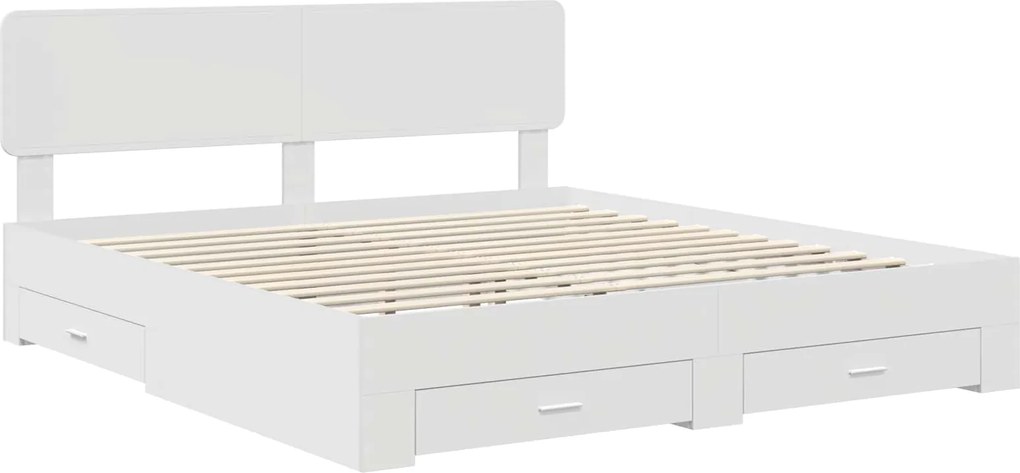 vidaXL Cadru de pat cu headboard Alb 180 x 200 cm Lemn compozit