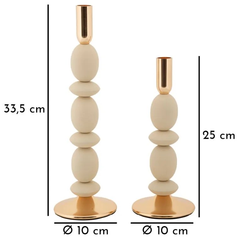 Mauro Ferretti Set Suport Lumânare Shuttle Crem 2 Bucăți Cm Ø10X25-10X33,3 | Aosom Romania