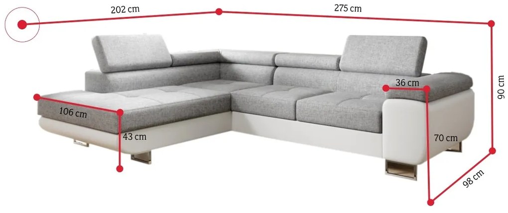 Supermobel Coltar SELVA, 275x90x202, monolith 97/monolith 84, dreapta