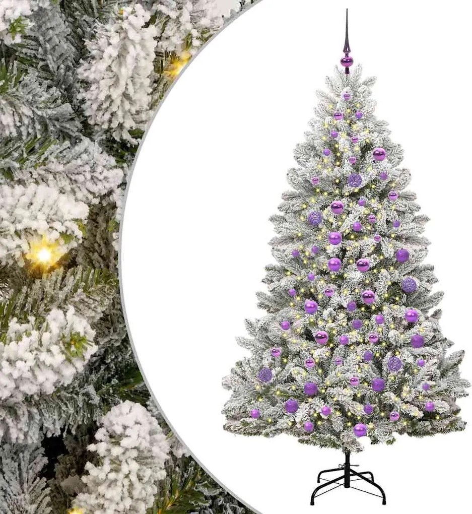 vidaXL Brad de Crăciun artificial Verde și alb 180 cm PVC și Metal