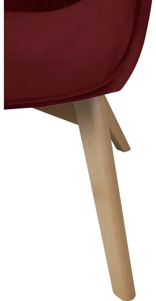 Fotoliu cu taburet roșu cu tapițerie din catifea Niko – Ropez