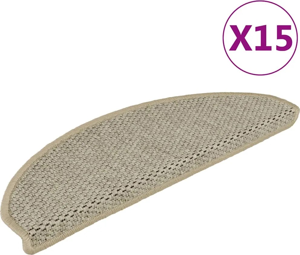 vidaXL Covorașe scări autoadezive, 15 buc. verde 65x21x4 cm, sisal