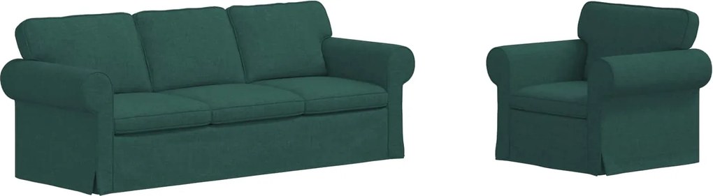 vidaXL Set de canapea 2 pcs Verde închis 215 x 82 x 80 cm țesătură