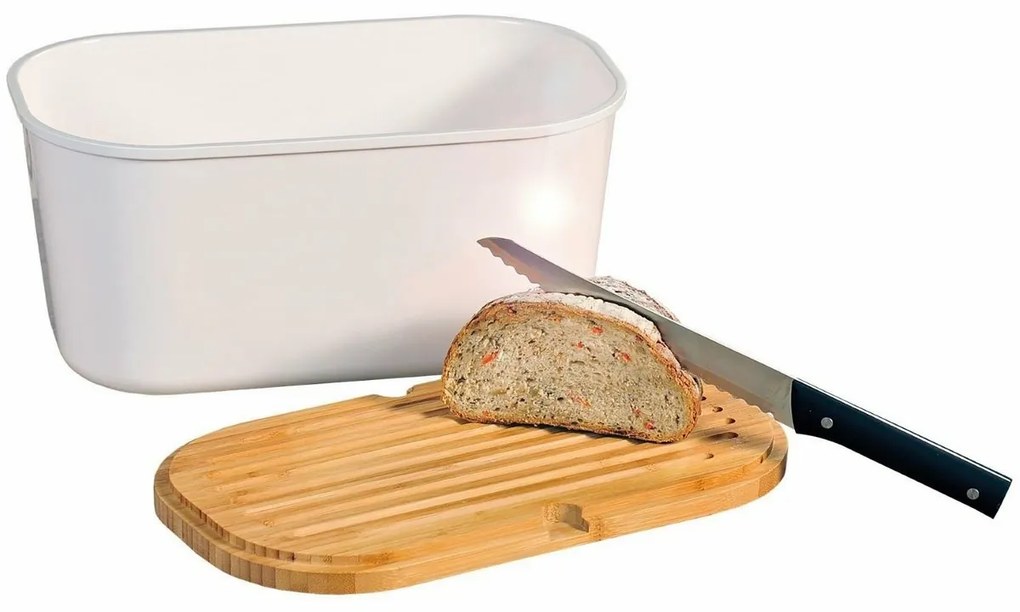 Kesper 58080 Cutie pentru pâine cu tăbliță, albă,37 x 18 x 21,5 cm
