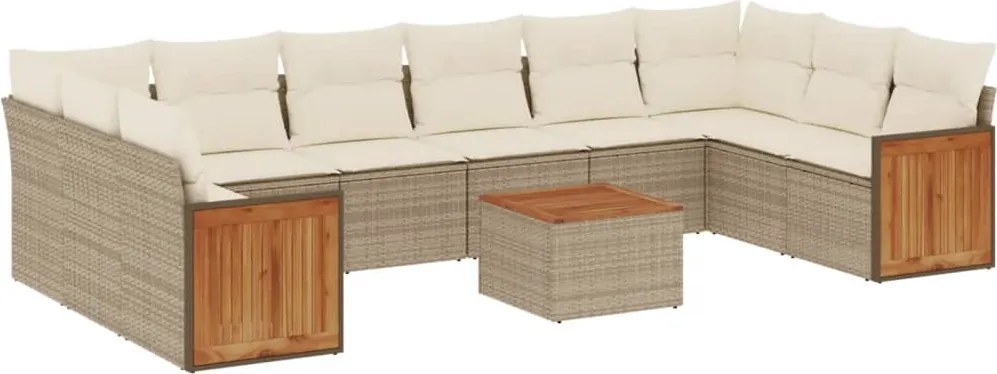 vidaXL Set canapele de grădină cu perne, 11 piese, bej, poliratan