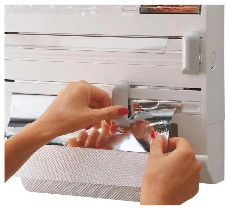 Dispenser pentru prosoape de bucătărie din hârtie și folie de aluminiu alb de montat pe perete din plastic Parat – LEIFHEIT