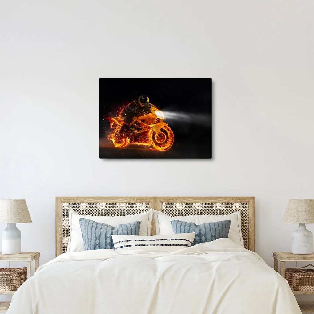 Tablou - Motociclist cu flăcări (70x50 cm)