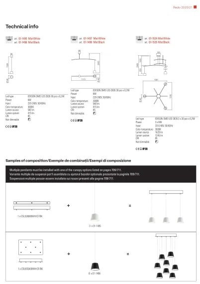 Redo 01-1495 - Lustră LED pe cablu LOLLI, 6W, 230V, Ø 14 cm, albă