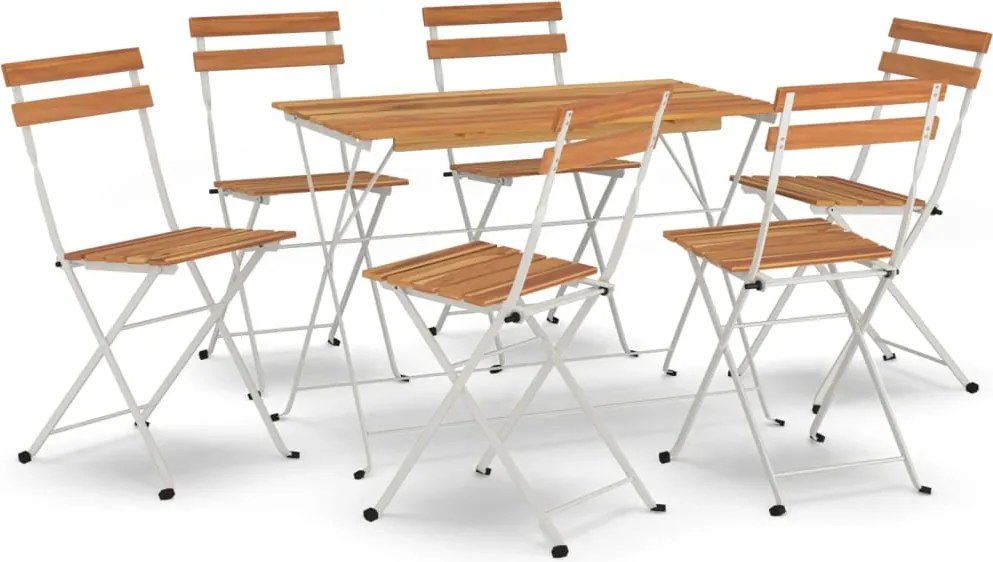 vidaXL Set de bistro pliabil, 7 piese, lemn masiv de acacia și oțel
