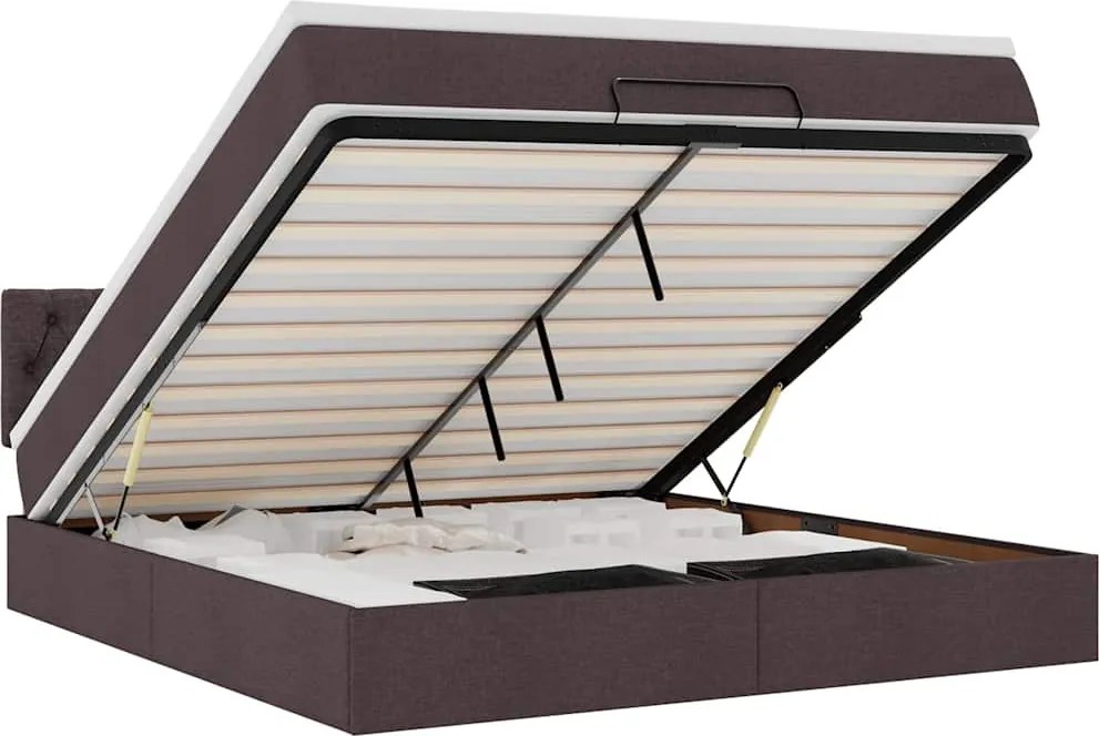vidaXL Cadru de pat otoman cu saltea țesătură maro închis 160x200cm