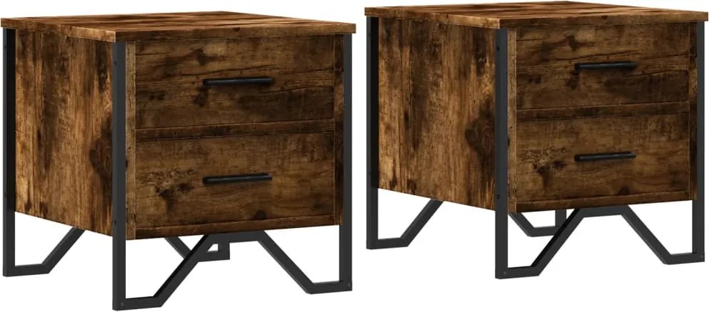 vidaXL Noptiere, 2 buc., stejar fumuriu, 40x41x40 cm, lemn prelucrat