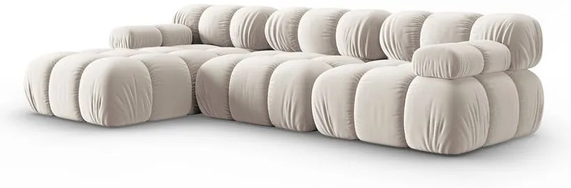 Colțar modular bej cu tapițerie din catifea (cu colț pe partea stângă ) Bellis – Micadoni