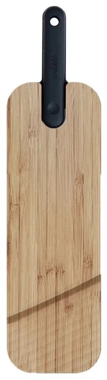 Tocator alimente cu cutit integrat Trebonn Artu Salami 1122100, 43x11 cm, Lama 18 cm, Bambus, Otel japonez, Negru