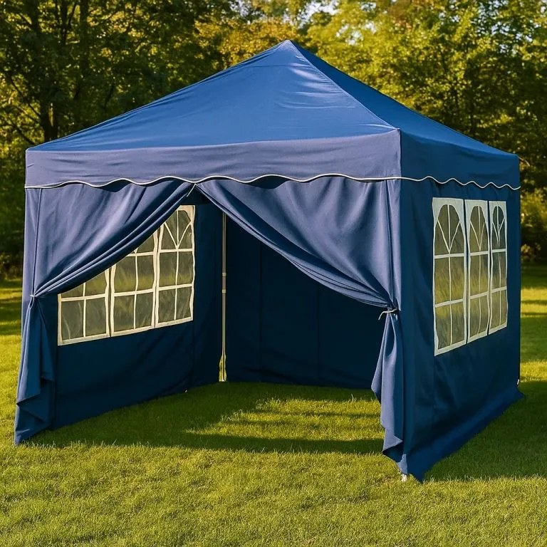 Cort de grădină INSTENT - 3x3 m, albastru + 4 laturi