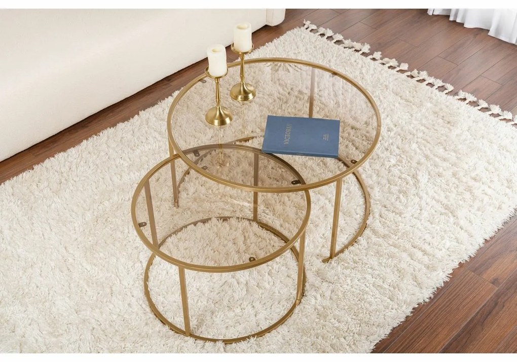 Set de măsuțe de conferință Aurum Gold și Bronze80 cm, 2 buc.