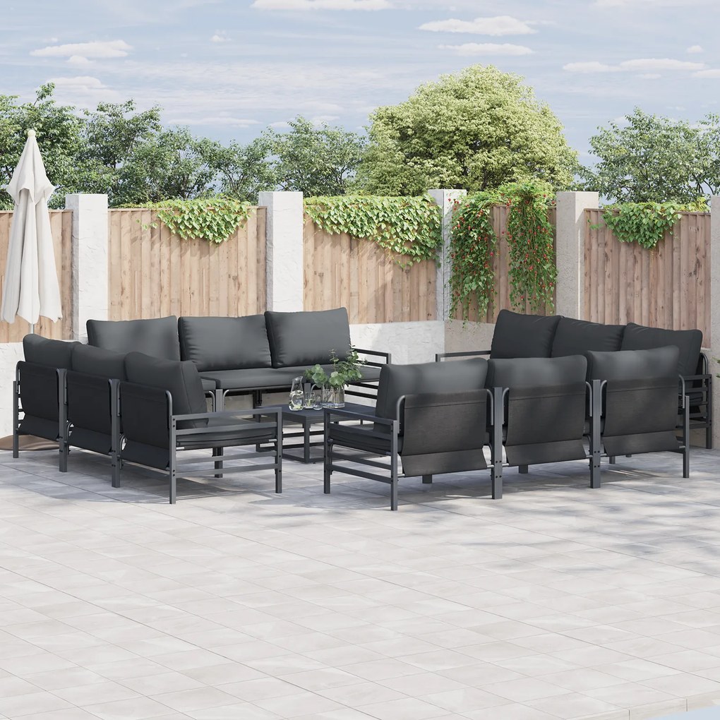 vidaXL Set de canapele pentru grădină 12 pcs Antracit Oțel
