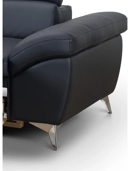 Canapea colțar extensibilă din piele SALERNO II stânga, negru