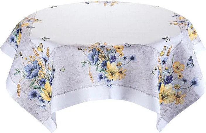 decoDoma Fată de masă centrală cu imprimeu FLORI DE LUNCĂ 85 x 85 cm